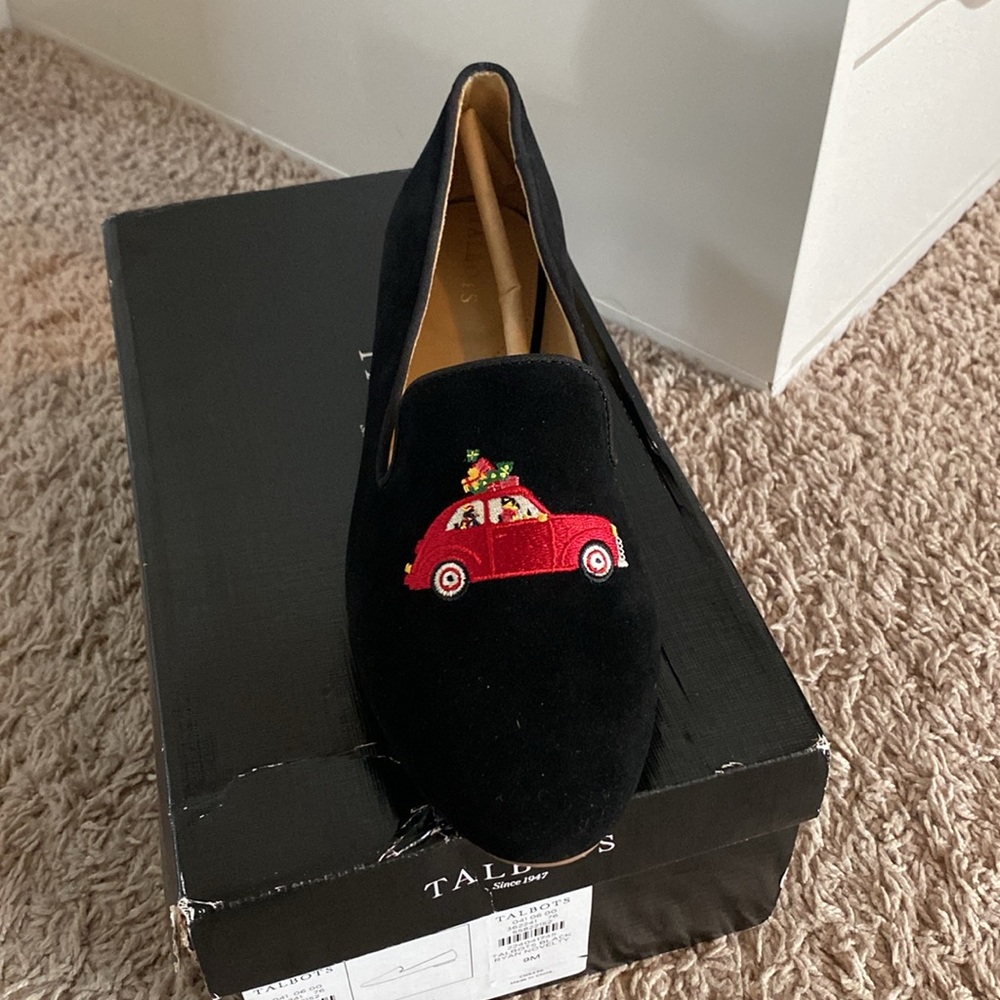 Brand New in Box Talbots Black Christmas Loafers size 9